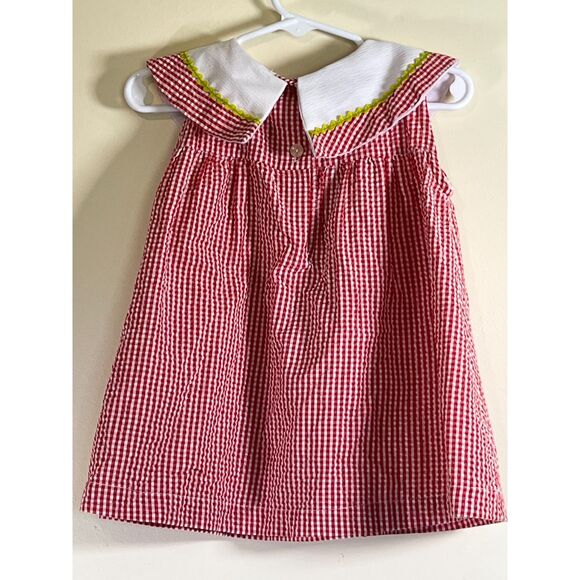 Little Girl's Vintage‎ Red Seersucker Dress with Bears and Pockets - 24 Months - Picture 2 of 3